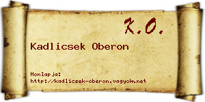 Kadlicsek Oberon névjegykártya